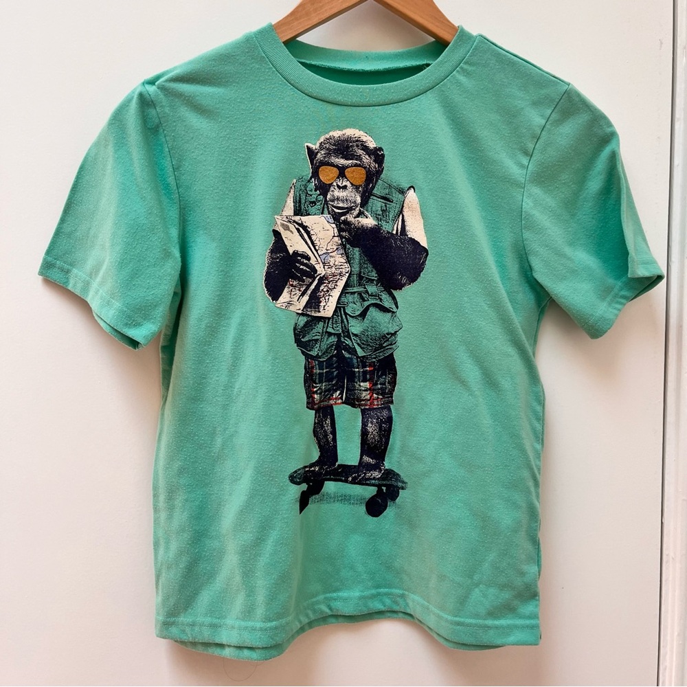 Gap Monkey Graphic Green Short Sleeves Kid's T-Shirt size 12